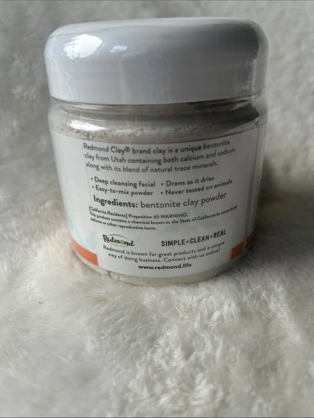Redmond Bentonite Clay Facial Mask - White/Teal/Orange Jar